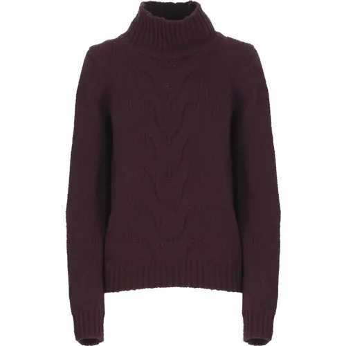 Lila Wollpullover mit hohem Kragen , Damen, Größe: L - K-way - Modalova