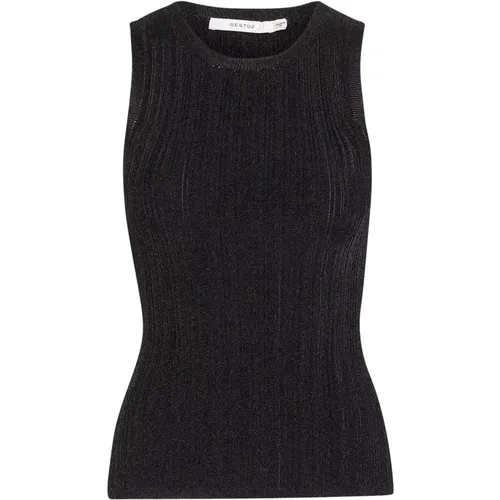 Schwarzes Geripptes Ärmelloses Top Kleid , Damen, Größe: 2XS - Gestuz - Modalova