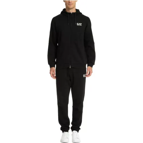 Plain Tracksuit with Hood and Pockets , male, Sizes: L - Emporio Armani EA7 - Modalova