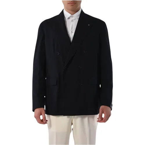 Wool Jacket with Satin Lapels , male, Sizes: S, L - Tagliatore - Modalova