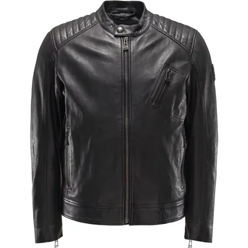 Klassische Schwarze V Racer Lederjacke - Belstaff - Modalova