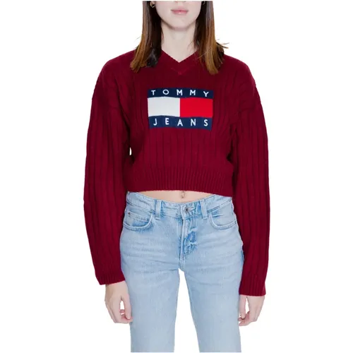 Center Flag Pullover Herbst/Winter Kollektion , Damen, Größe: L - Tommy Jeans - Modalova