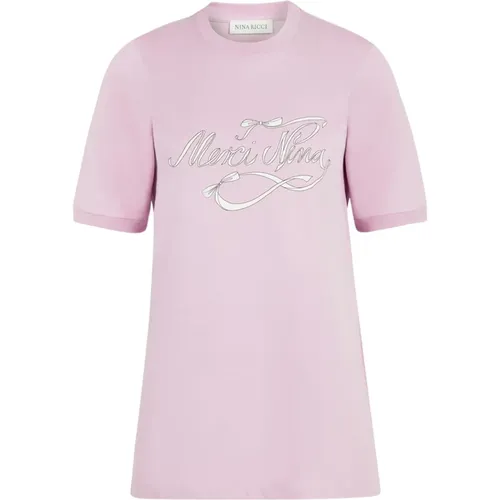 Merci Nina T-Shirt - Lille , Damen, Größe: S - Nina Ricci - Modalova