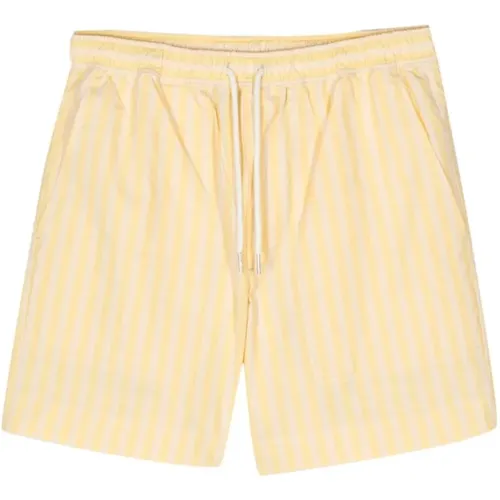 Light Yellow Stripes Casual Board Shorts , male, Sizes: L, M, S - Maison Kitsuné - Modalova
