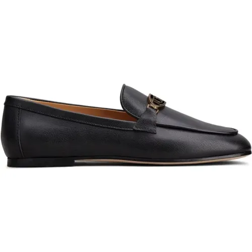 Schwarze Leder Flache Schuhe , Damen, Größe: 41 EU - TOD'S - Modalova