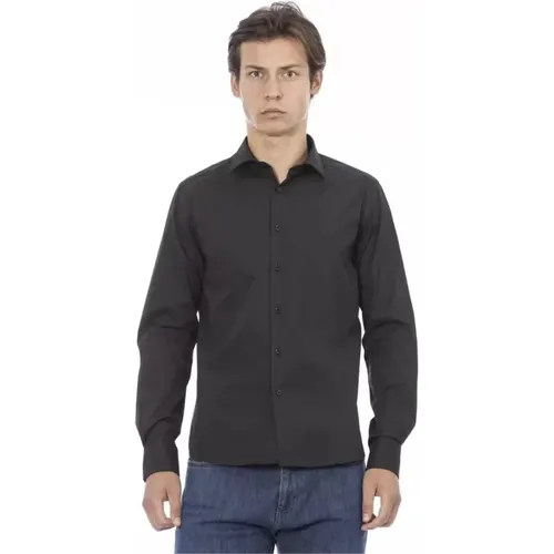 Elite Grau Slim Fit Hemd mit Italienischem Kragen , Herren, Größe: 2XL - Baldinini - Modalova