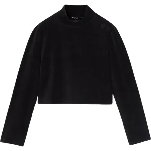 Schwarzer Strick Rollkragenpullover , Damen, Größe: M - Desigual - Modalova