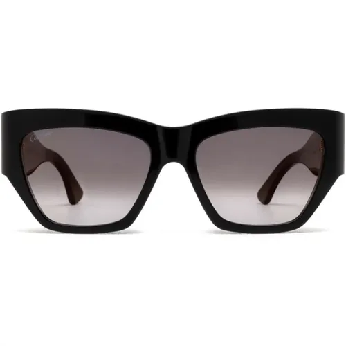 Schwarze Sonnenbrille Ct0435S 001 , Damen, Größe: 55 MM - Cartier - Modalova
