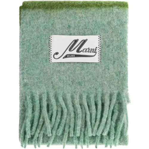 Striped Mohair Scarf with Fringes , unisex, Sizes: ONE SIZE - Marni - Modalova