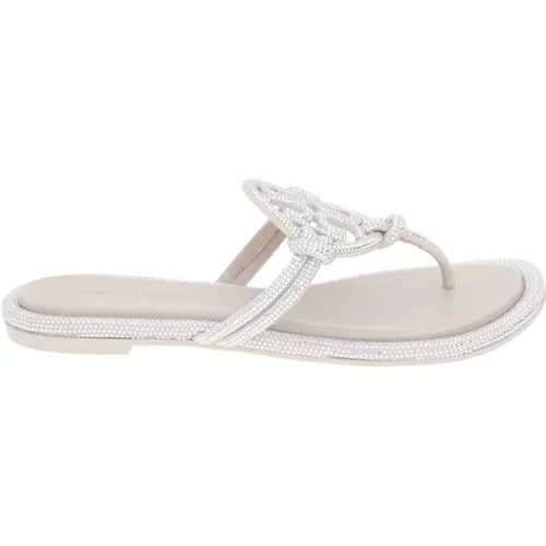 Stylish Leather Sandals with Stone Design , female, Sizes: 4 UK, 6 UK, 5 UK, 3 UK, 7 UK, 4 1/2 UK - TORY BURCH - Modalova