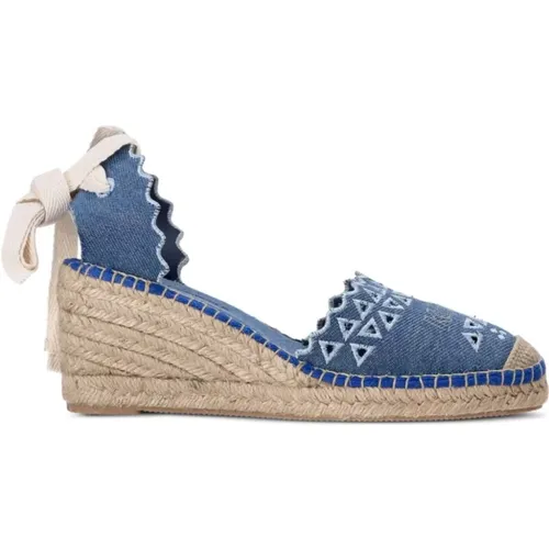 Denim Espadrille Mid Heel Sandal , Damen, Größe: 40 EU - Karl Lagerfeld - Modalova