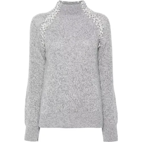 Grey Marl-Knit Cashmere Sweater , female, Sizes: M - Ermanno Scervino - Modalova