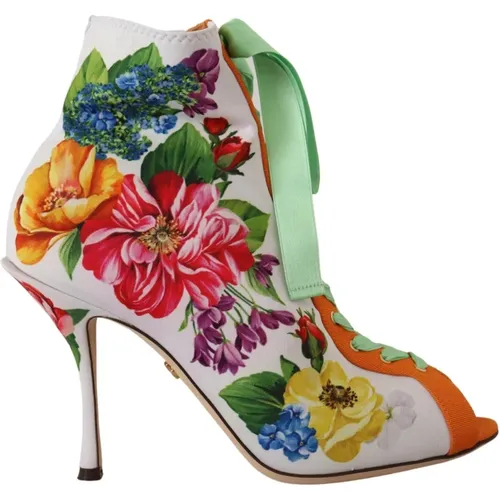 Hohe Stiefel mit Multicolor Blumenmuster - Dolce & Gabbana - Modalova