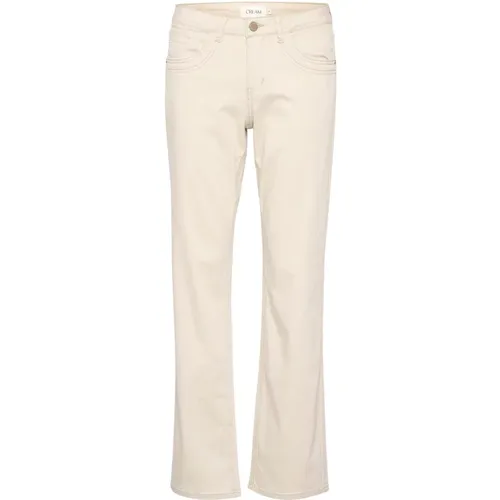 Straight Leg Twill Hose Federgrau , Damen, Größe: W26 L32 - Cream - Modalova