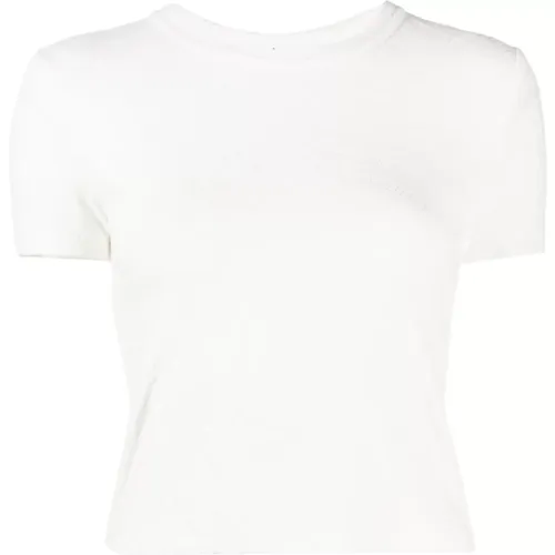 Weißes Gestricktes T-Shirt mit Logomotiv , Damen, Größe: XS - T by Alexander Wang - Modalova