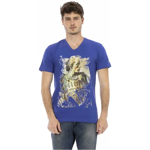 Kurzarm V-Ausschnitt T-Shirt , Herren, Größe: M - Trussardi - Modalova