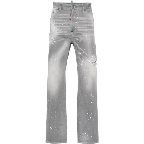 Grey Distressed Denim Trousers , male, Sizes: S - Dsquared2 - Modalova