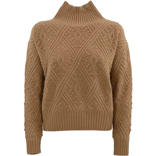 Argyle Cashmere Pullover Hoher Kragen , Damen, Größe: L - Max Mara Studio - Modalova