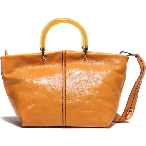 Orange Patent Leather Shoulder Bag , female, Sizes: ONE SIZE - Plinio Visonà - Modalova