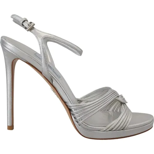 Elegant Silver Stiletto Heels Sandals , female, Sizes: 7 UK, 8 UK, 5 1/2 UK, 4 UK, 6 UK - Prada - Modalova