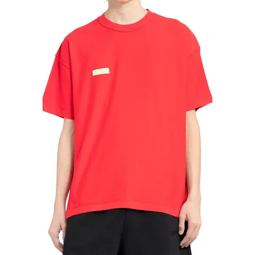 Rotes Inside-Out Besticktes Logo T-Shirt - Vetements - Modalova