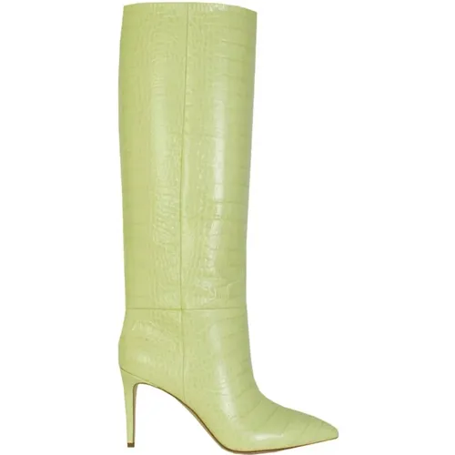 Lime Croco Leather Stiletto 85 Boots , female, Sizes: 7 UK, 4 UK - Paris Texas - Modalova