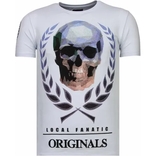 Skull Originals Rhinestone - Herren T-Shirt - 13-6224W , Herren, Größe: L - Local Fanatic - Modalova