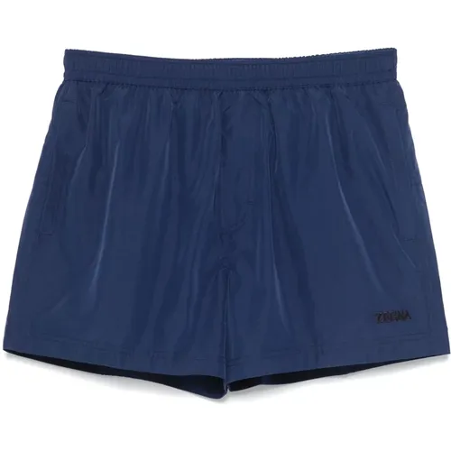 Blaue Logo-Print Badehose , Herren, Größe: XL - Ermenegildo Zegna - Modalova