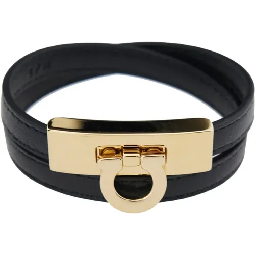 Schwarzes Doppel-Twist-Armband mit Gancini - Salvatore Ferragamo - Modalova