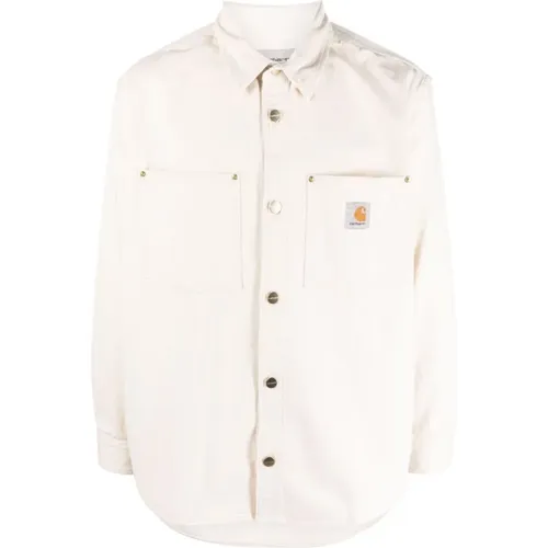 White Logo Jacket with Button Closure , male, Sizes: L, M - Carhartt WIP - Modalova