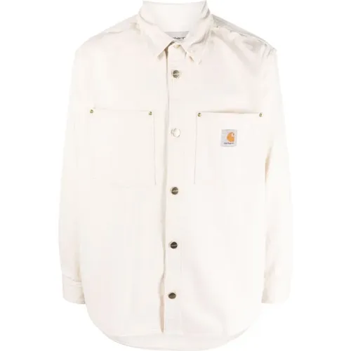 White Logo Jacket with Button Closure , male, Sizes: S, XL - Carhartt WIP - Modalova