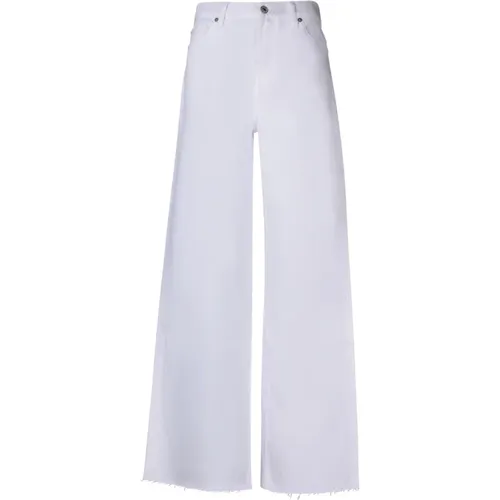 Weiße Baumwoll Straight Fit Jeans , Damen, Größe: W25 - 7 For All Mankind - Modalova