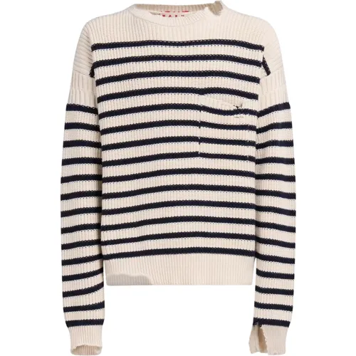 Wool and cotton striped fisherman jumper , male, Sizes: L, 2XL, XL - Marni - Modalova