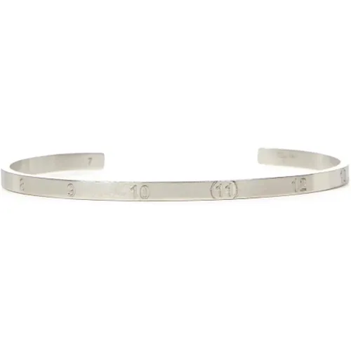 Silver Bracelet with Engraved Numerical Logo , female, Sizes: 3XL/4XL - Maison Margiela - Modalova