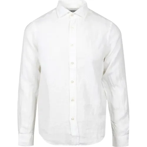 Riviera Leinen Pierce Muster Hemd Weiß , Herren, Größe: 2XL - Roy Roger's - Modalova