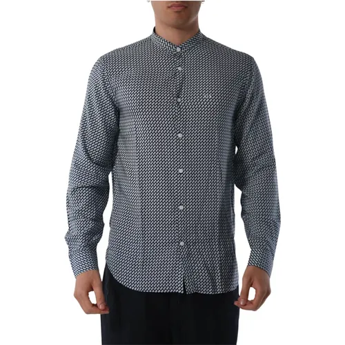 Viscose Shirt with Korean Collar , male, Sizes: M, 2XL, S - Armani Exchange - Modalova