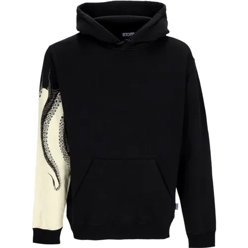 Schwarzer Side Hoodie Langarm , Herren, Größe: L - Octopus - Modalova