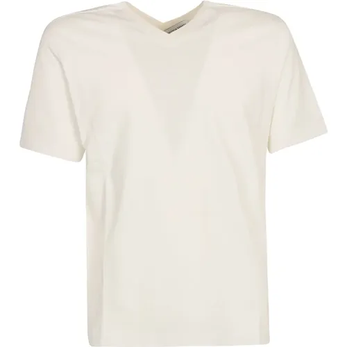 White V-Neck T-Shirt for Men , male, Sizes: XS, S - Bottega Veneta - Modalova