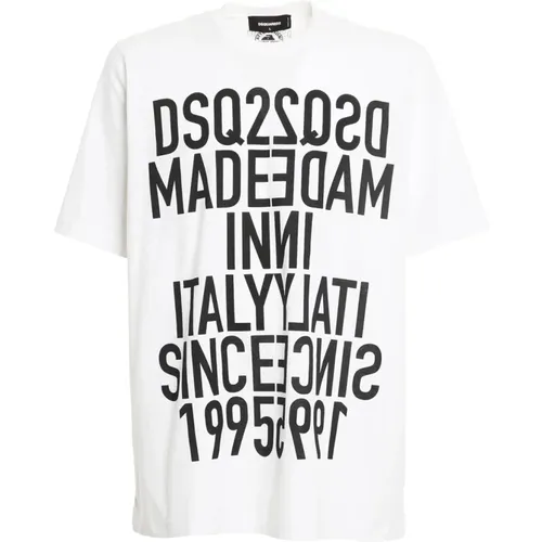 T-Shirt mit umgekehrtem Drucklogo , Herren, Größe: S - Dsquared2 - Modalova