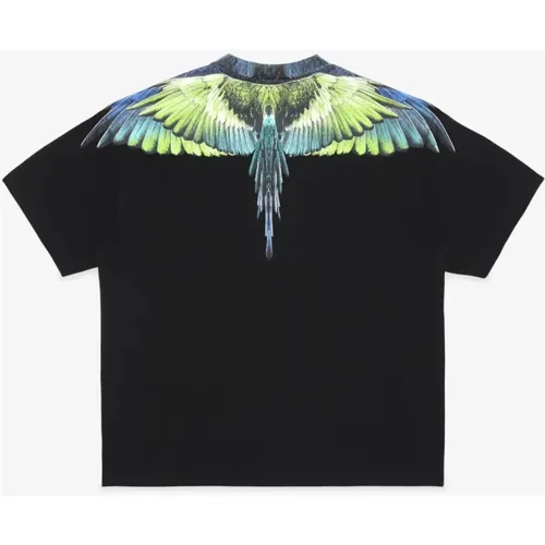 Icon Wings T-Shirt Schwarz Hellgrün , Herren, Größe: L - Marcelo Burlon - Modalova