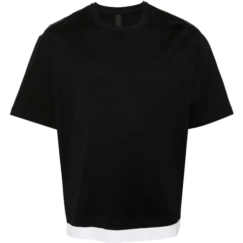 Schwarzes Baumwoll-T-Shirt mit weißem Streifen - Neil Barrett - Modalova