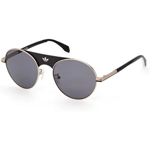 Golden Frame Grey Lens Sunglasses , unisex, Sizes: 54 MM - Adidas - Modalova