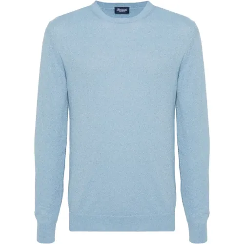 Blauer Rundhalspullover,Blauer Crew-Neck Sweater,Round-neck Knitwear - Drumohr - Modalova