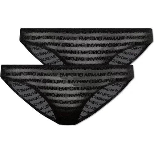 Spitzen-Slips mit Logo 2er-Pack , Damen, Größe: L - Emporio Armani - Modalova