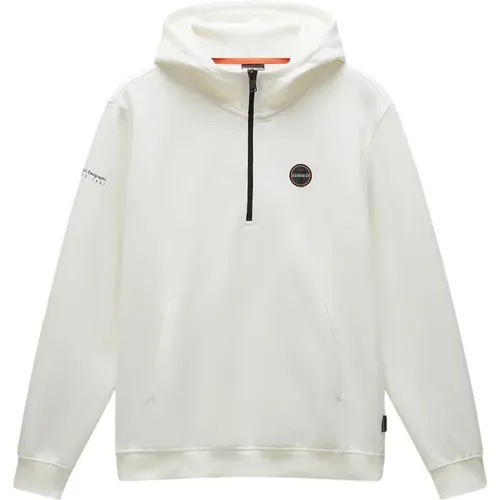 Weiße Hoodie B-Badge Pullover , Herren, Größe: S - Napapijri - Modalova