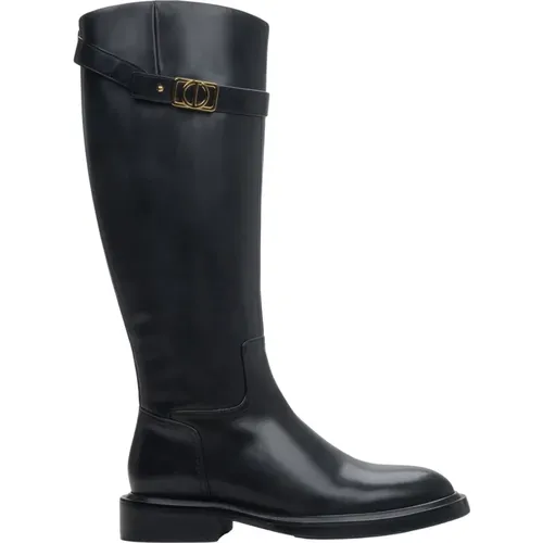 Women`s Leather Boots with Decorative Strap Er00114257 , female, Sizes: 4 UK, 2 UK - Estro - Modalova