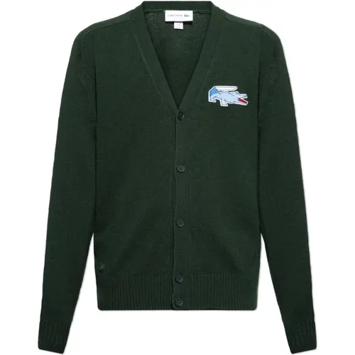 Strickjacke mit Logo-förmigem Patch , Herren, Größe: L - Lacoste - Modalova