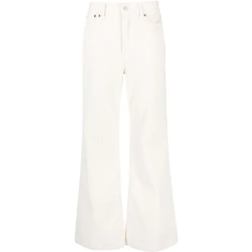 Cream Corduroy Wide-Leg Trousers , female, Sizes: W26, W27, W25, W30 - Dondup - Modalova