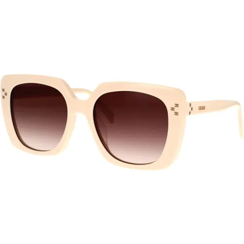 Square Sunglasses Cl40218U 5525F Ivory Grey , female, Sizes: 55 MM - Celine - Modalova
