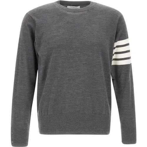 Merino Wool Pullover Sweater Grey , male, Sizes: M, L, XL - Thom Browne - Modalova